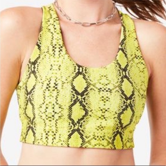 New TERAZ NWOT Lime Green Wild Python Reversible Embossed Sports Bra - Picture 6 of 9